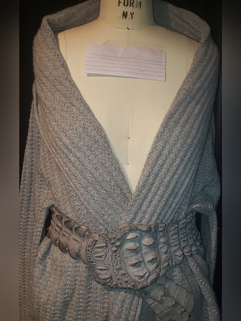NWT 100% cashmere Waffle Knit Heather Gray Cocoon Wrap Cardigan L